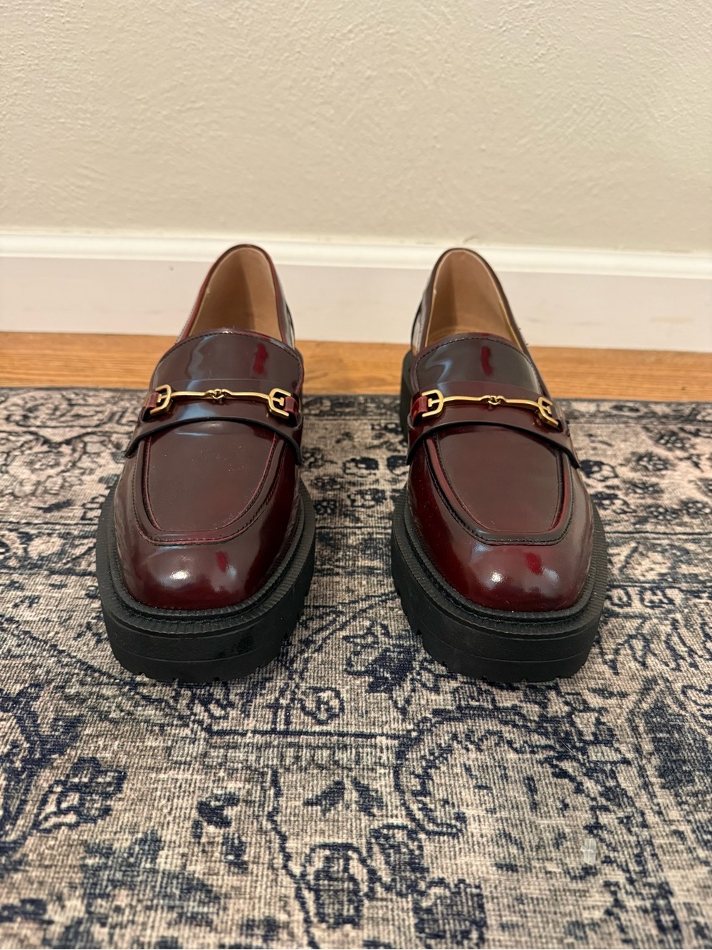 Sam Edelman Women’s 9 Lea Burgundy Lug Sole Platform Loafer - Picture 2 of 6
